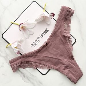 NWT VICTORIA'S SECRET BODY BY VICTORIA STRETCH COTTON LACE-TRIM HIGH-LEG SCOOP T